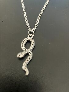 snake pendant necklace silver plated 18"" chain silver charm