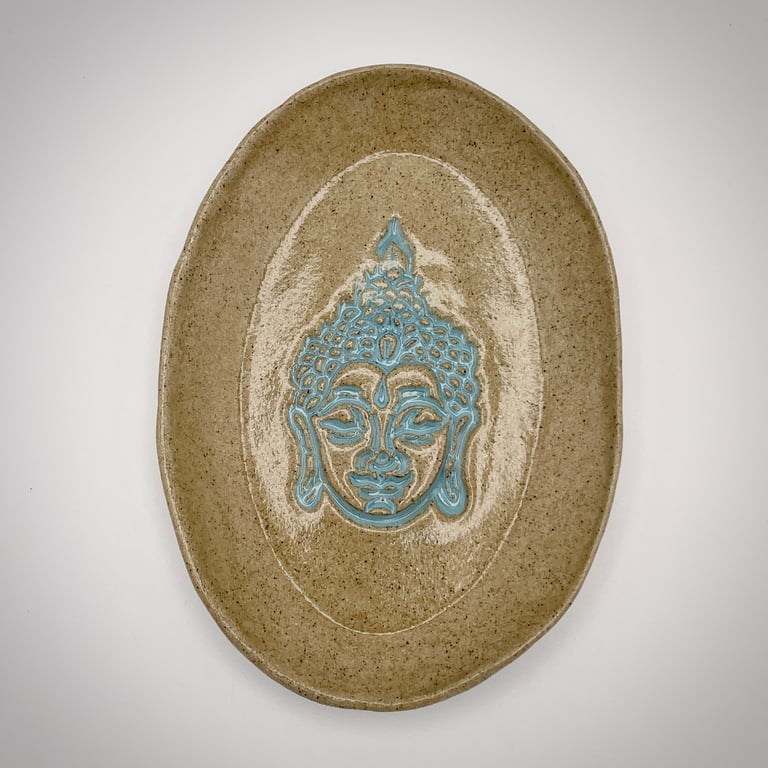 NEW! Stoneware oval dish with Buddha design