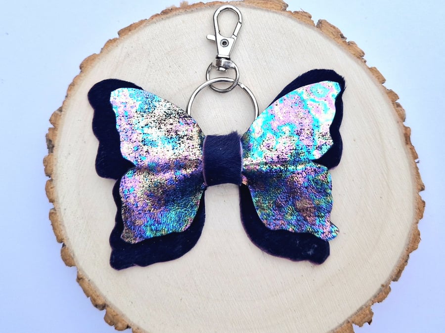 Leather Butterfly Bag Charm