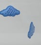Set of 2 winter cloud hand embroidered hanging ornaments made from silk - Image 2