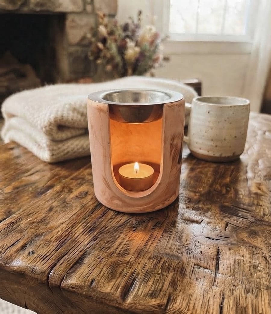 Image of Brown Terracotta-Inspired Eco-Resin Wax Melt Burner 