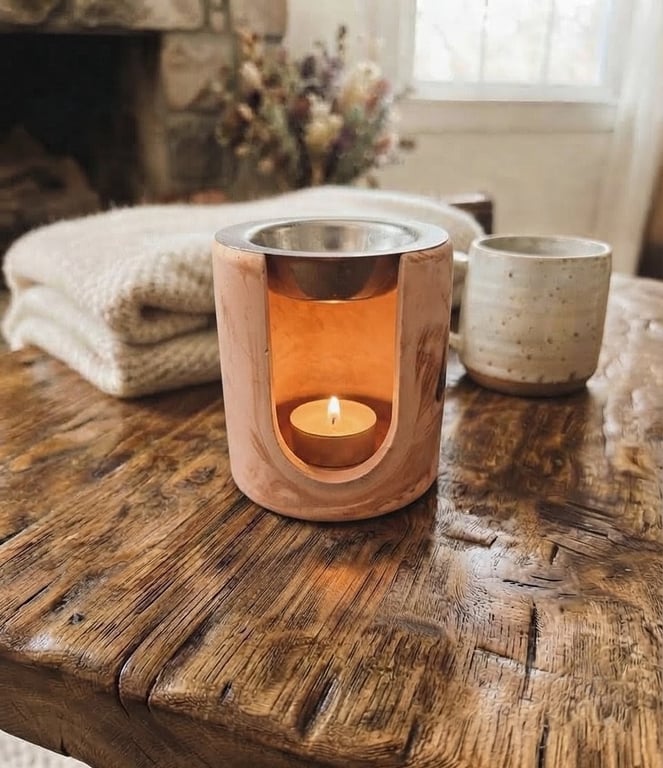 Brown Terracotta-Inspired Eco-Resin Wax Melt Burner 