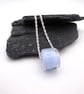 lampwork glass necklace, blue bead pendant - Image 1