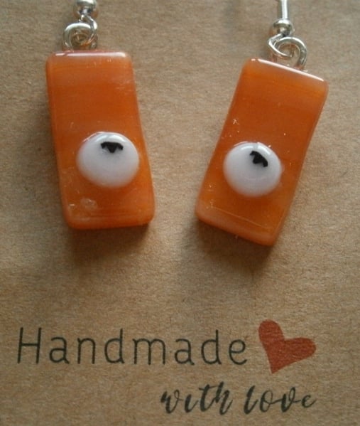 Fused glass Sheepy earrings