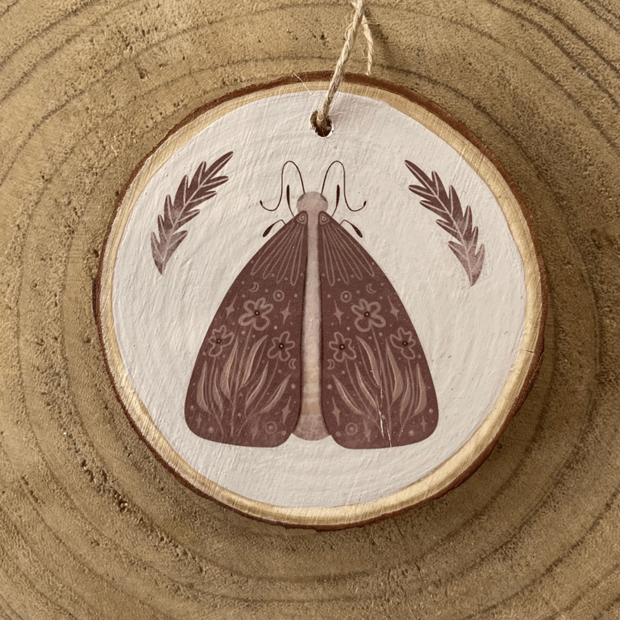 Moth Hanging Wooden Decoration