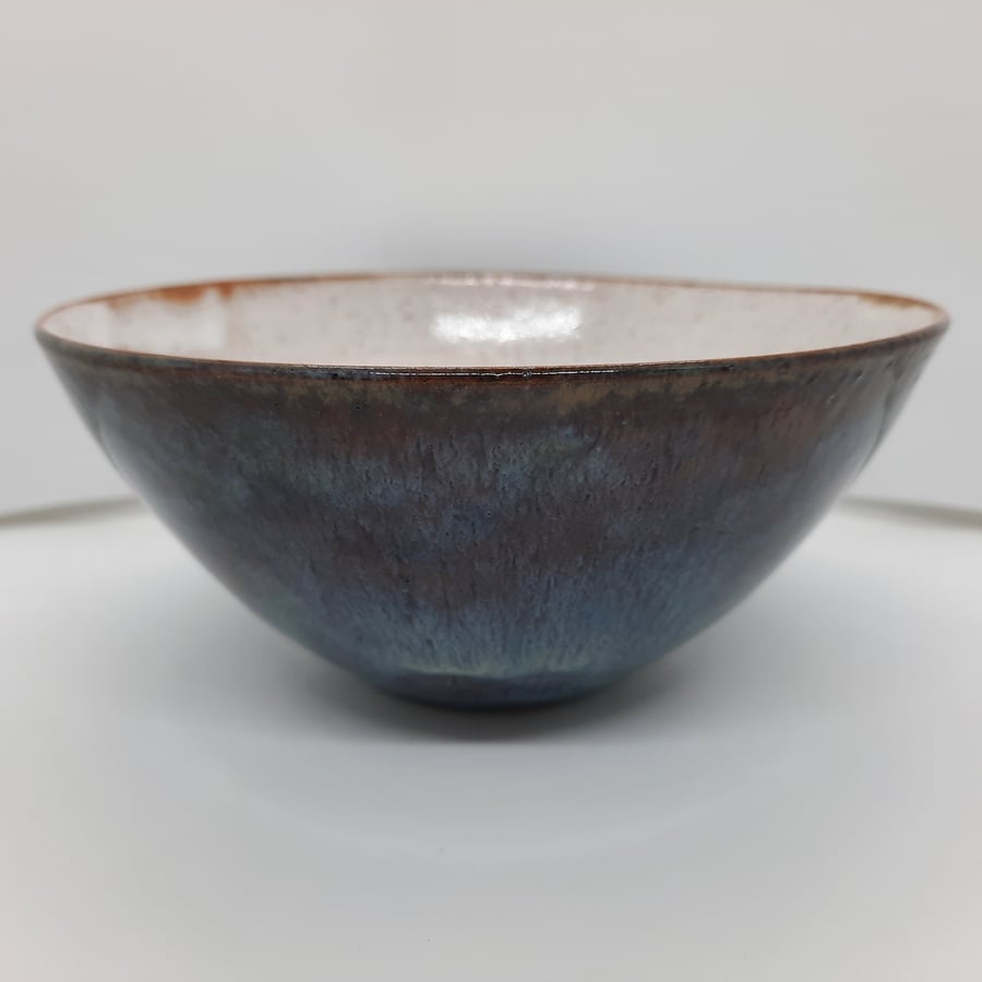 Hand thrown blue and white ceramic bowl - Folksy
