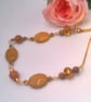 Honey Jade Bead and Gold Crystal Necklace and Earrings Set, Gift for Her - Image 8