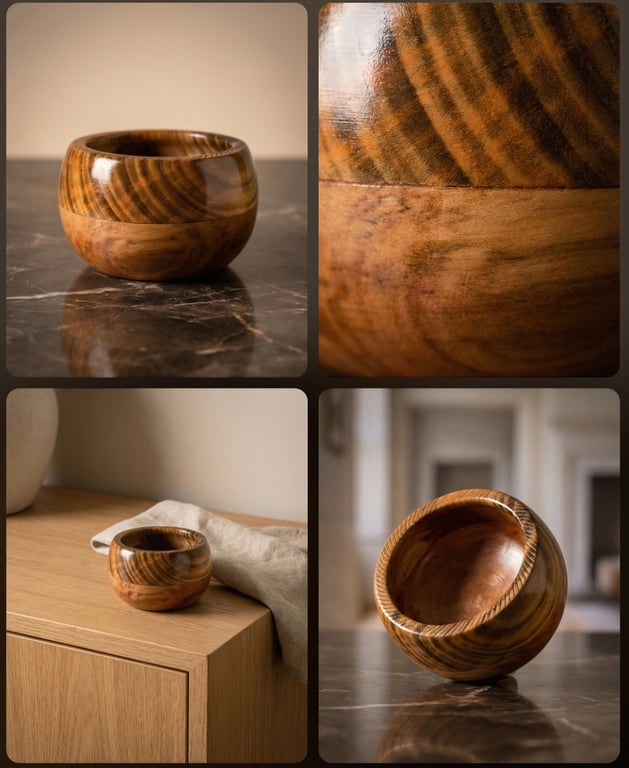 Unique antique cherry wood and spalted apple wood bowl 