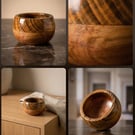 Unique antique cherry wood and spalted apple wood bowl 