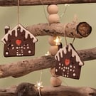 Ceramic Gingerbread house hanging decoration 