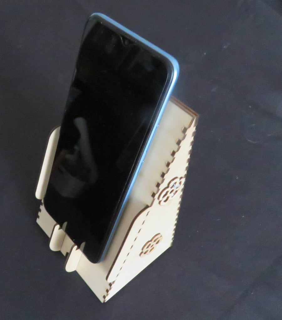 Laser engrave desk mobile phone holder