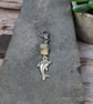 Dolphin Clip On Charm with Green Amazonite and Aventurine Gemstone Chips