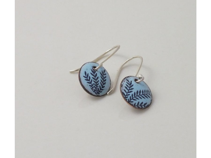  Pale blue enamelled earrings