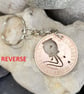 Aquarius symbol cut from penny coin as Keyring or Bag charm - Image 2
