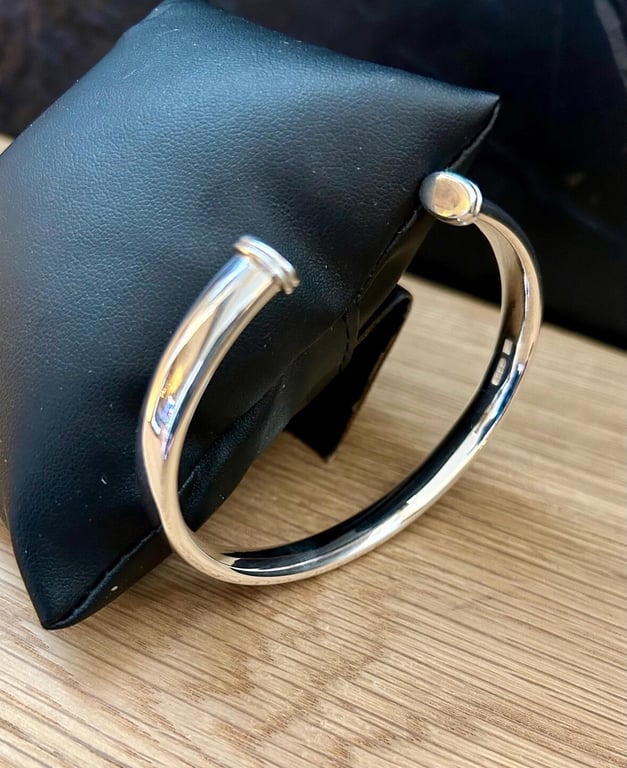 "Reflections" - Heavy Sterling Silver Torc Bangle - Made to any size 8mm x 4mm