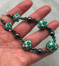 Cream and emerald green lampwork glass Swarovski Crystal and haematite necklace - Image 7