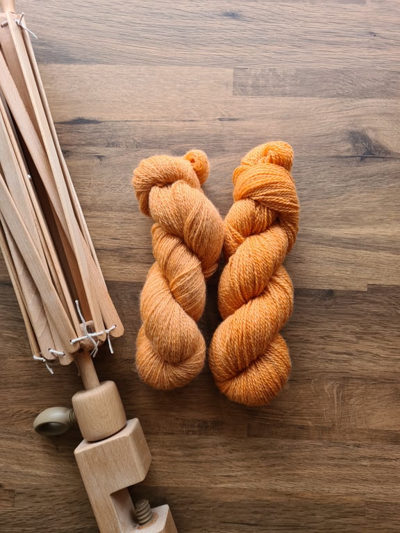 Naturally plant dyed non-superwash British Romney DK Wooltrace wool yarn