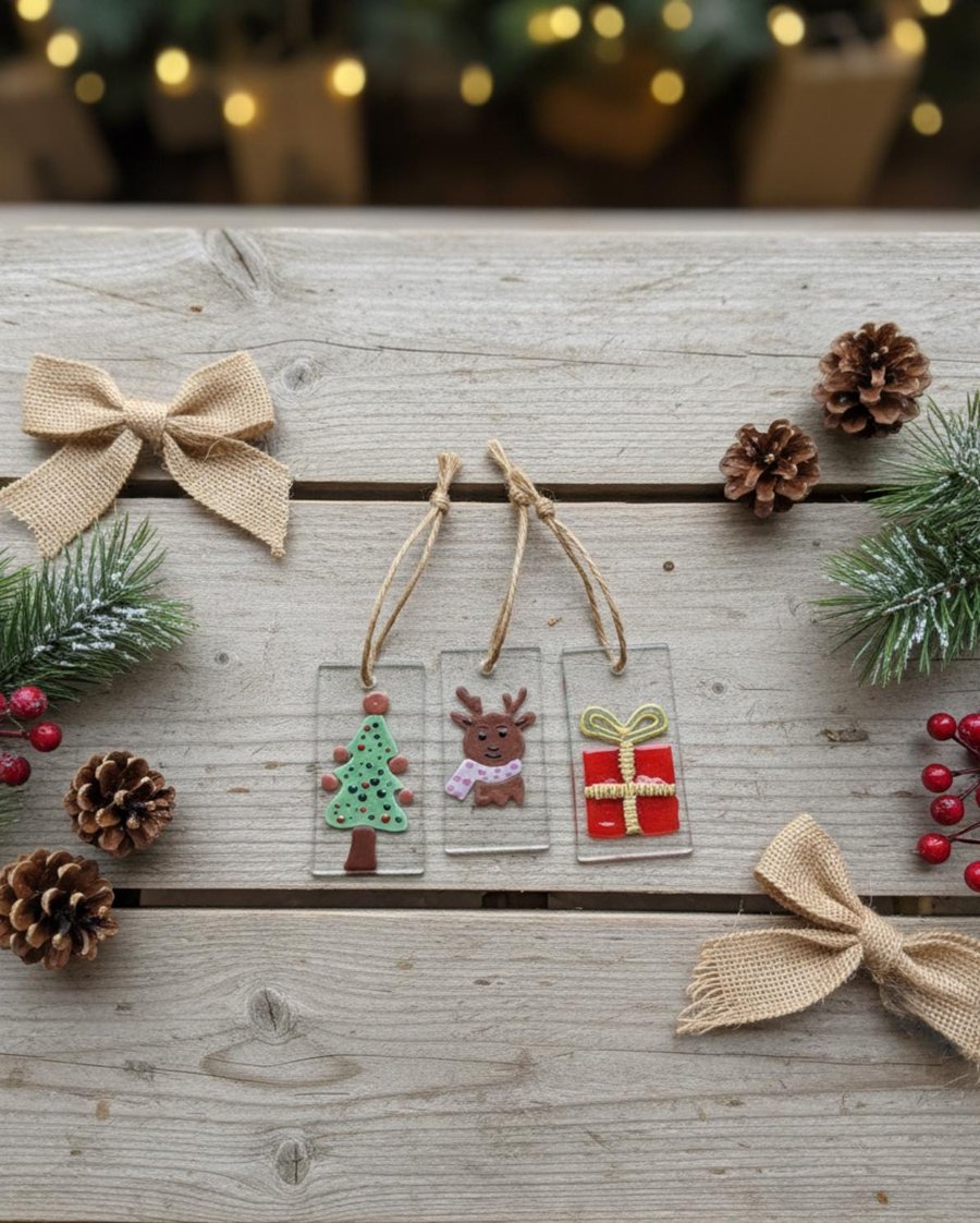 Fused Glass Christmas Tree Decoration Handmade Festive Decor Glass