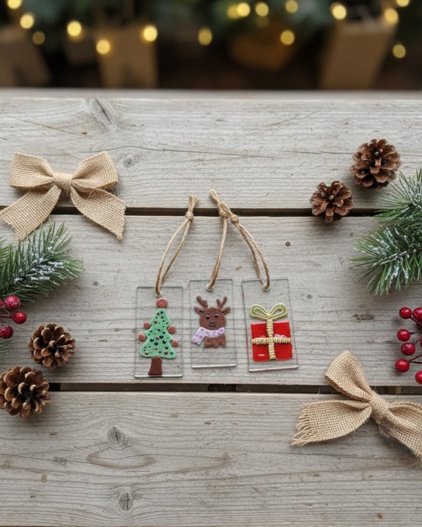 Fused Glass Christmas Tree Decoration Handmade Festive Decor Glass