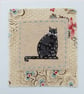 Little Black Cat hand-stitched miniature on card - good luck! - Image 2