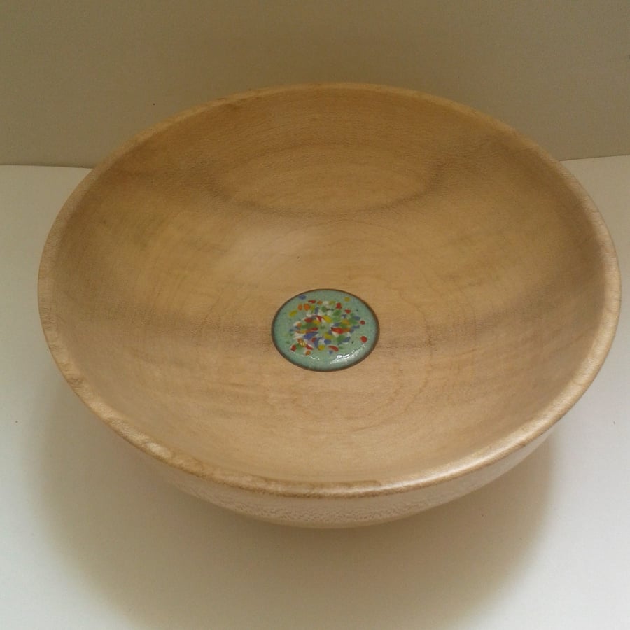 Sycamore Wood Bowl with Enamelled Cabouchon 767