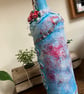 The Masquerade Lady Handcrafted Altered Bottle Art Mixed Media Roses & Pearls  - Image 2