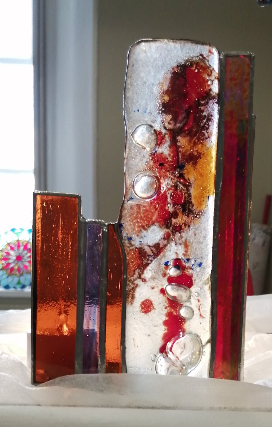 Columns  Mini Stained Glass Sculpture and Tea Light