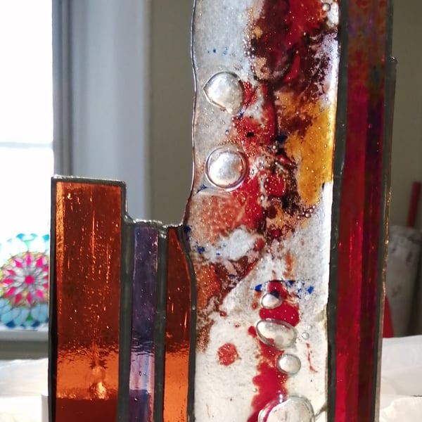 Columns  Mini Stained Glass Sculpture and Tea Light