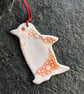 Nordic Porcelain Penguin, Scandi orange decoration ,The Porcelain Menagerie - Image 4