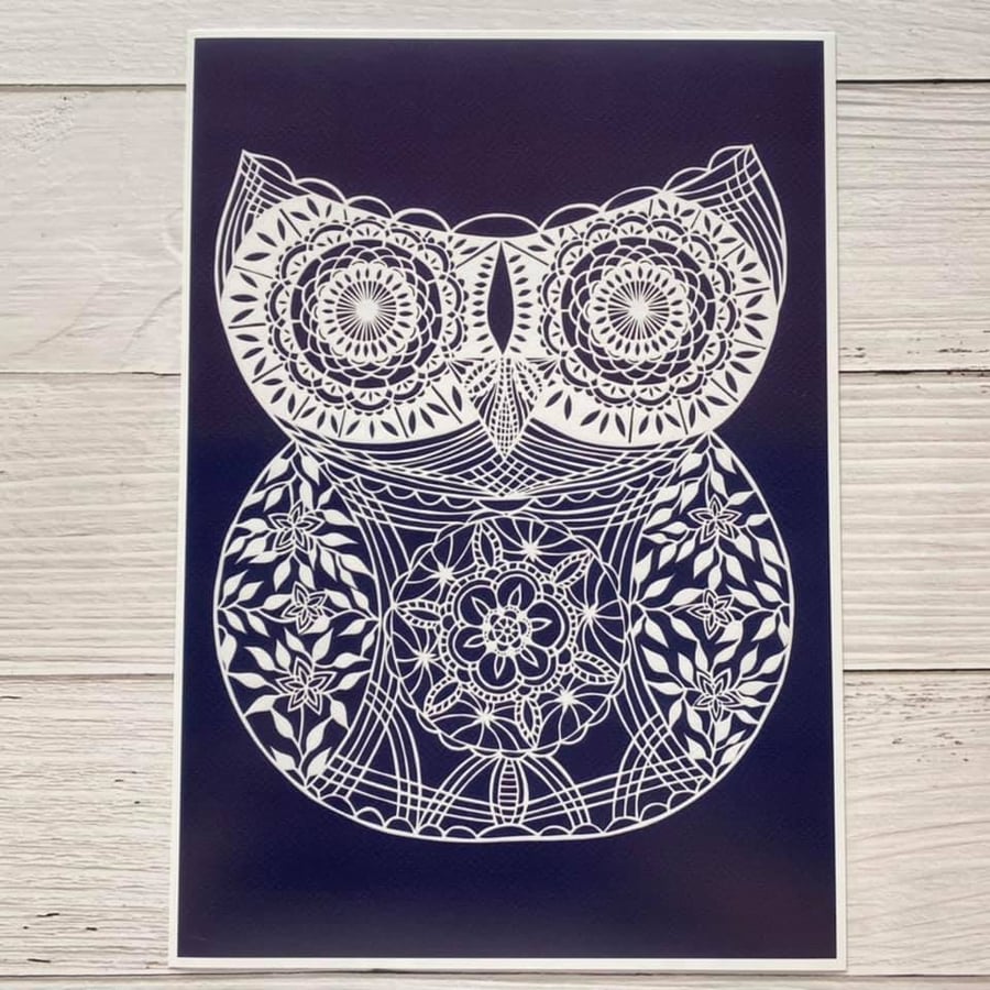 Papercut Owl -  Owl Fine Art Print from an original papercut