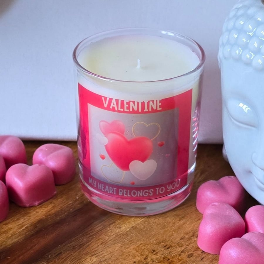 Scented Candle in Glass Valentine My Heart Belongs To You 30cl Wax Blend Gift