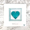 With Love Card with Detachable Turquoise Glass Heart 