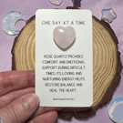 Rose Quartz Crystal Heart Grief & Loss Keepsake Card - One Day at a Time