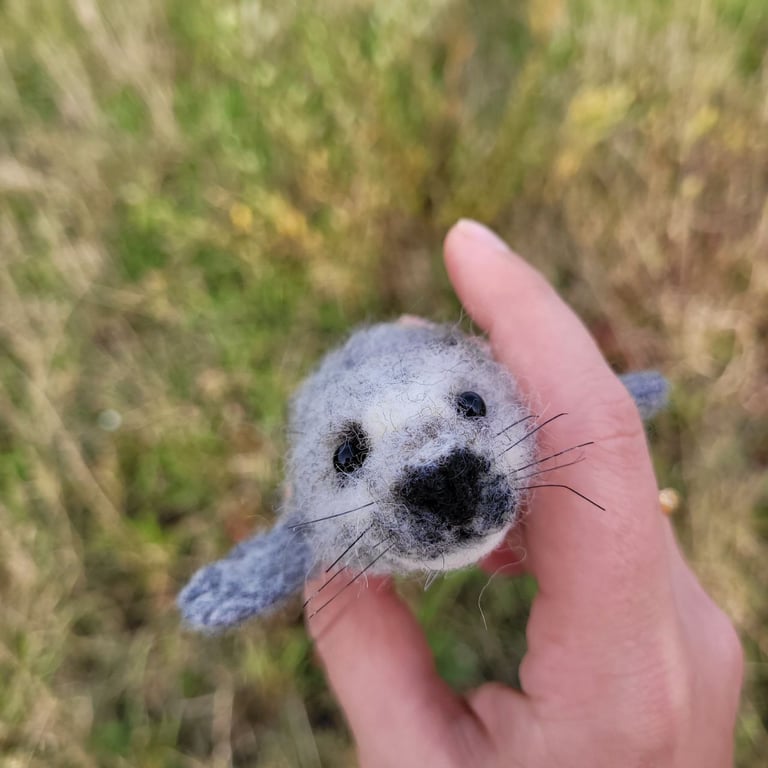 Storm the Baby Seal Figurine, Handcrafted Wool Needle Felted Animal with Soul