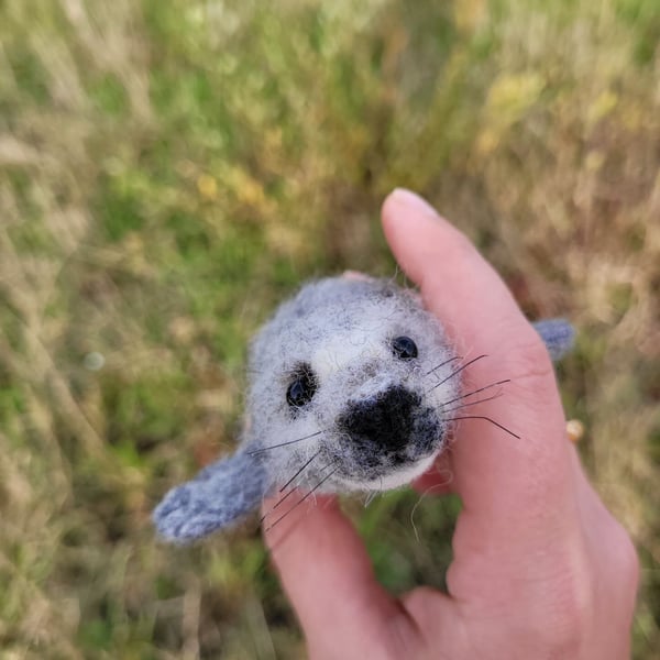 Storm the Baby Seal Figurine, Handcrafted Wool Needle Felted Animal with Soul