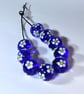 Handmade blue and white daisy patterned lamp work glass beads - Image 6