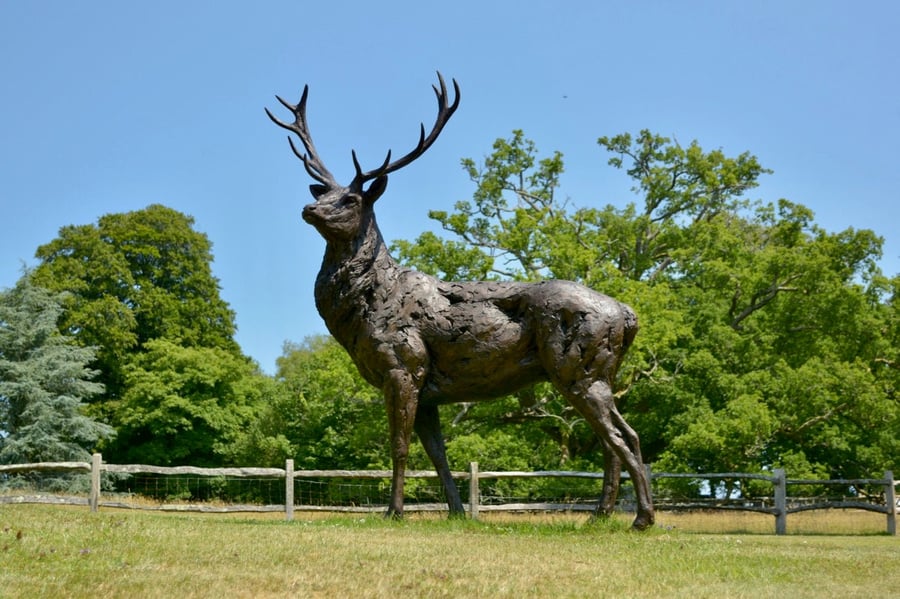Standing Red Deer Stag Animal Statue Large Bronze Resin Garden Sculpture