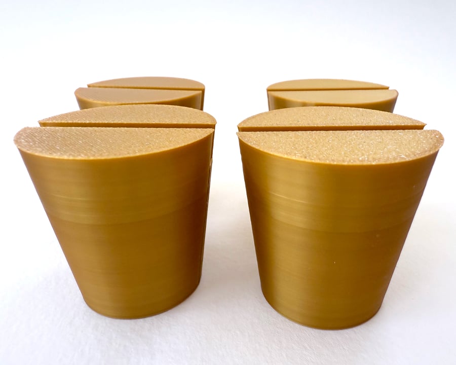 Set of 4 Gold Christmas tree pots, fused glass display stands, 4mm slot