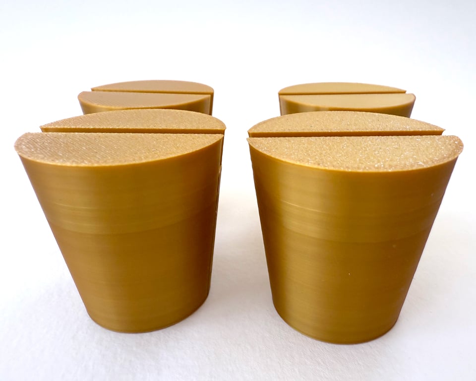 Set of 4 Gold Christmas tree pots, fused glass display stands, 4mm slot