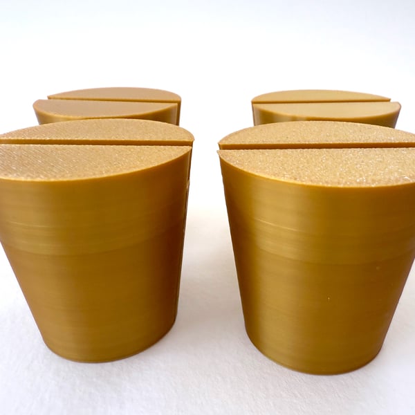 Set of 4 Gold Christmas tree pots, fused glass display stands, 4mm slot