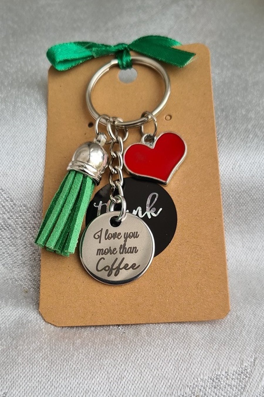 More Than Coffee Key Ring - Style B - Key Chain Bag Charm.