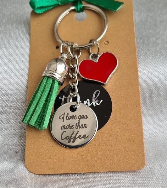 More Than Coffee Key Ring - Style B - Key Chain Bag Charm.