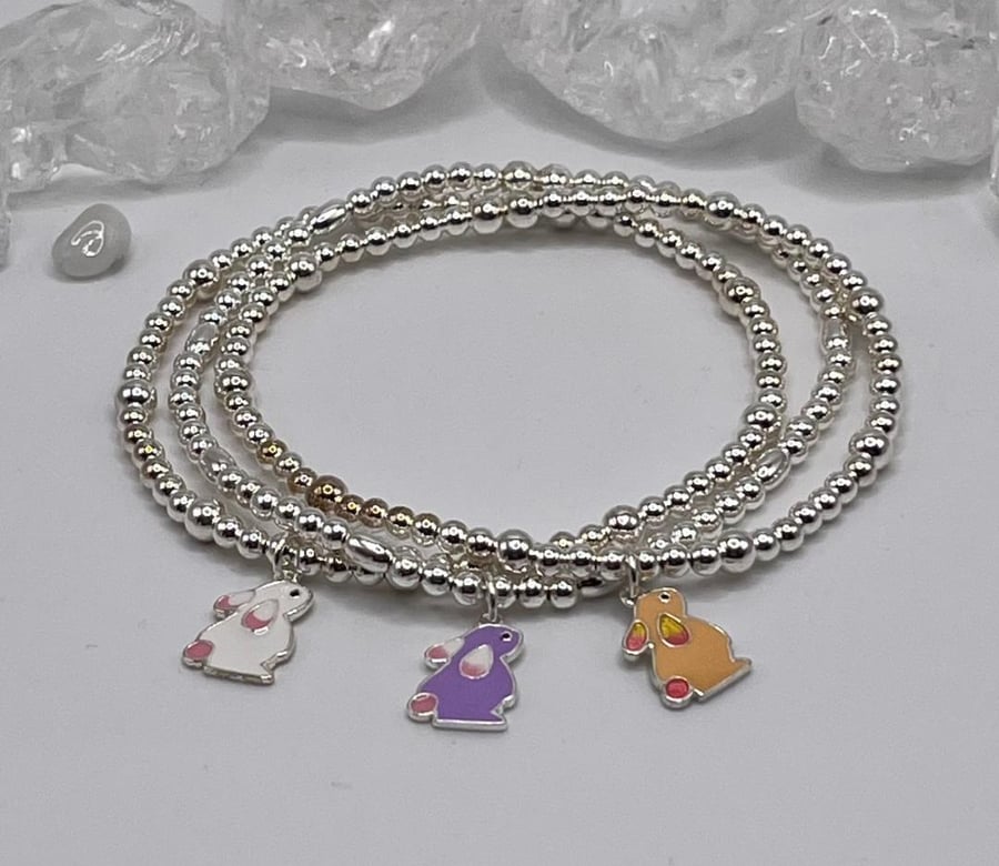 Sterling Silver Bunny Charm Bracelets 