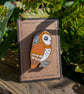 Barn Owl Pin - Hand Painted Wooden Pin Badge
