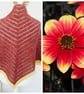 British Wool Scarf, Dahlia Shawl, Red & Yellow Crochet Neck Warmer - Image 8