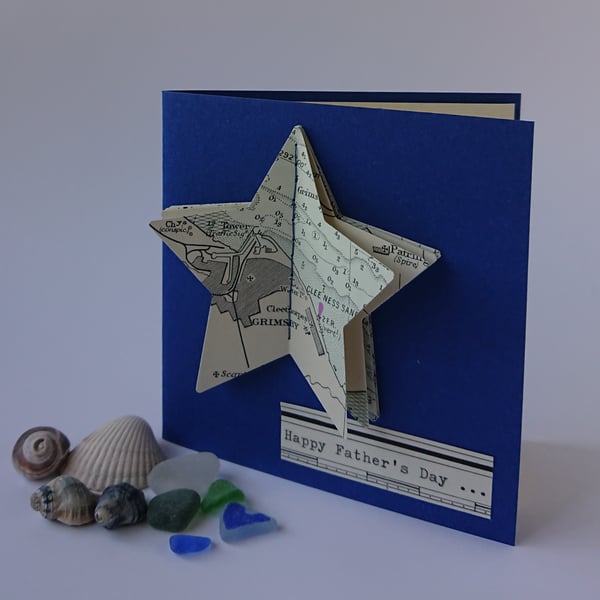 Father's Day card, nautical handmade card, recycled and eco-friendly 