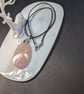Handmade Pink Stone Teardrop Pendant Necklace - 44cm Cord - Image 1