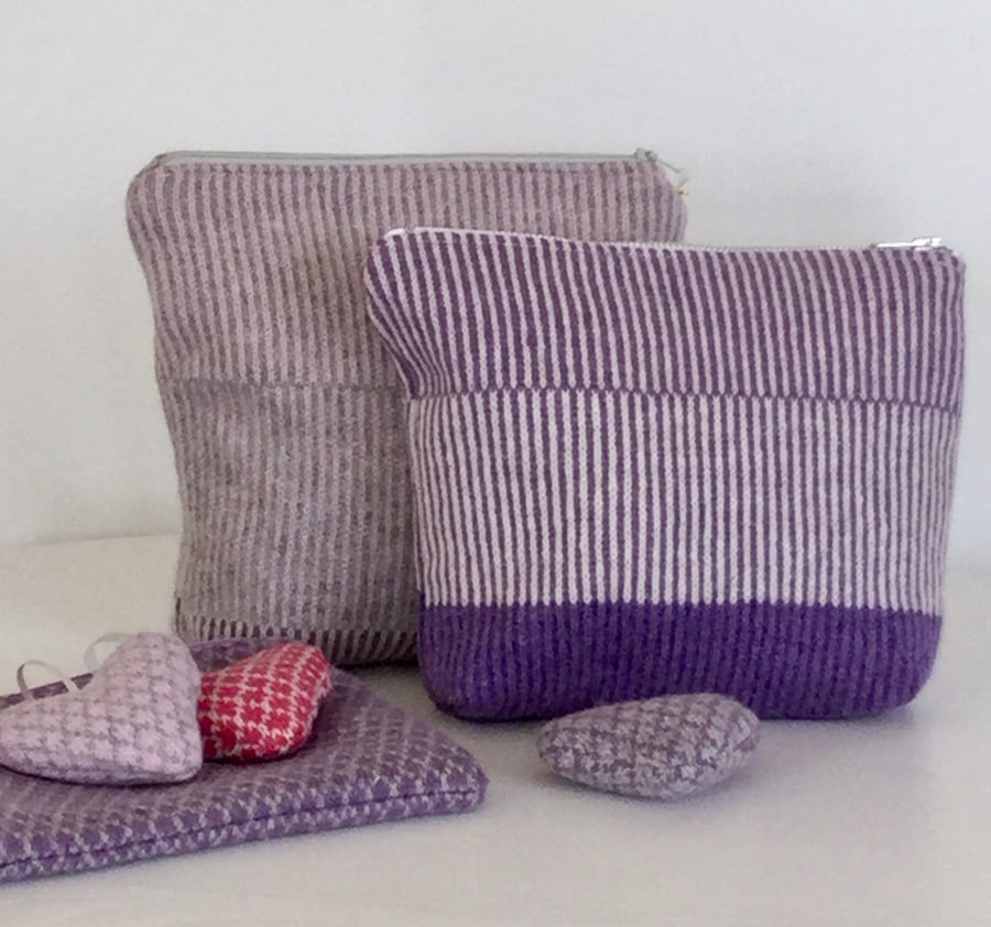 Knitted Project Bag Purple and Silver Grey