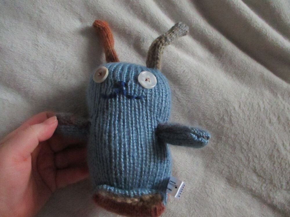 Brown and Blue "Rusty" Gradient Midi Bunny with Creamy Eyes Knitted By KM