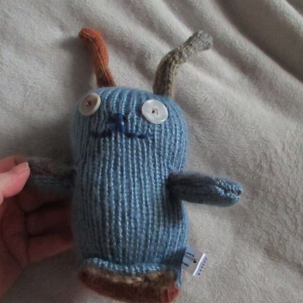 Brown and Blue "Rusty" Gradient Midi Bunny with Creamy Eyes Knitted By KM